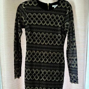 Black and gold lace dress